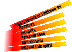 De The 5 tenets of Taekwon-Do Courtesy  Integrity Self-Control  Indomitable spirit  Perseverance